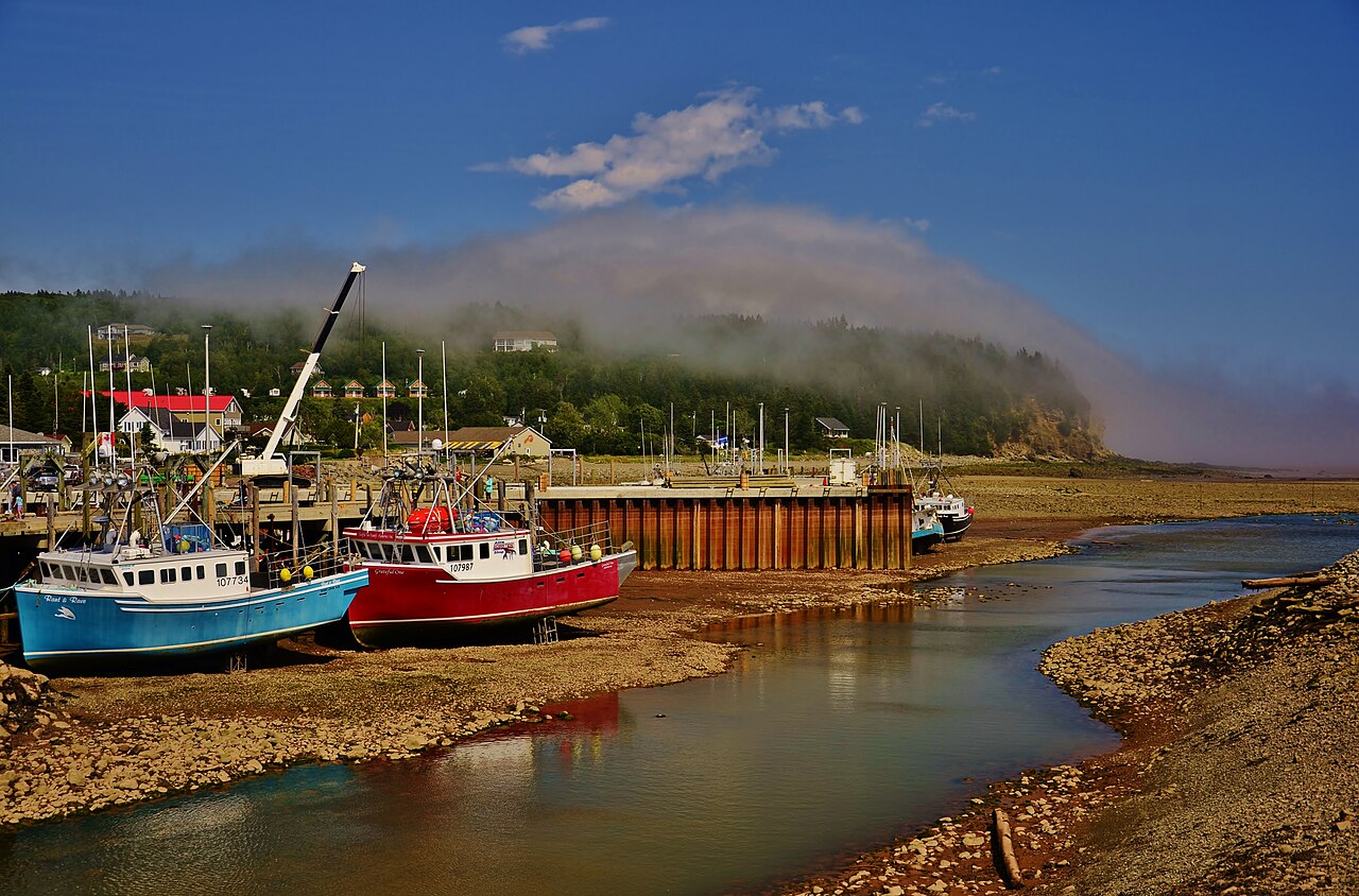 Fishing boats at low tide on the Bay of Fundy