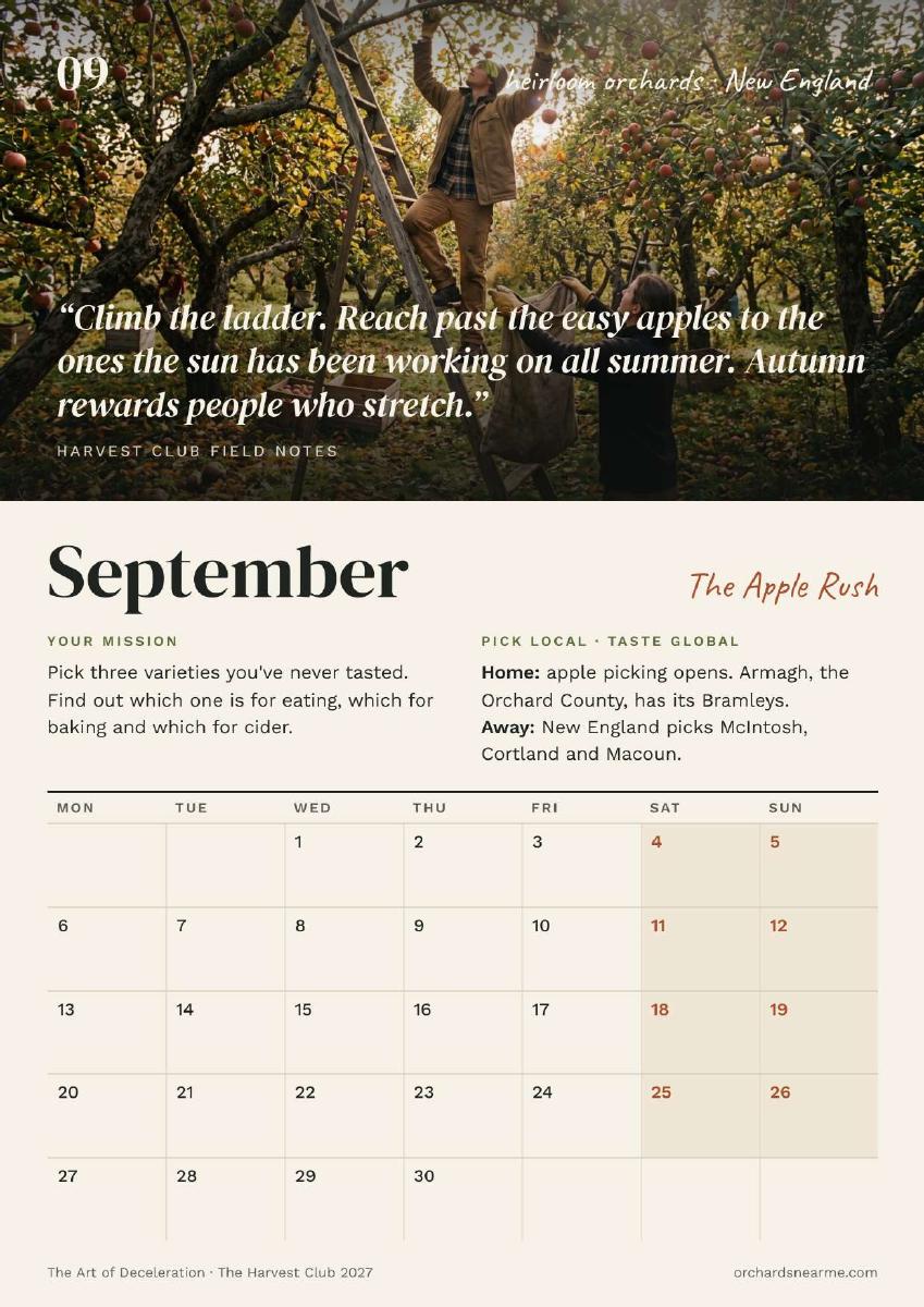 Calendar page preview: September · The Apple Rush