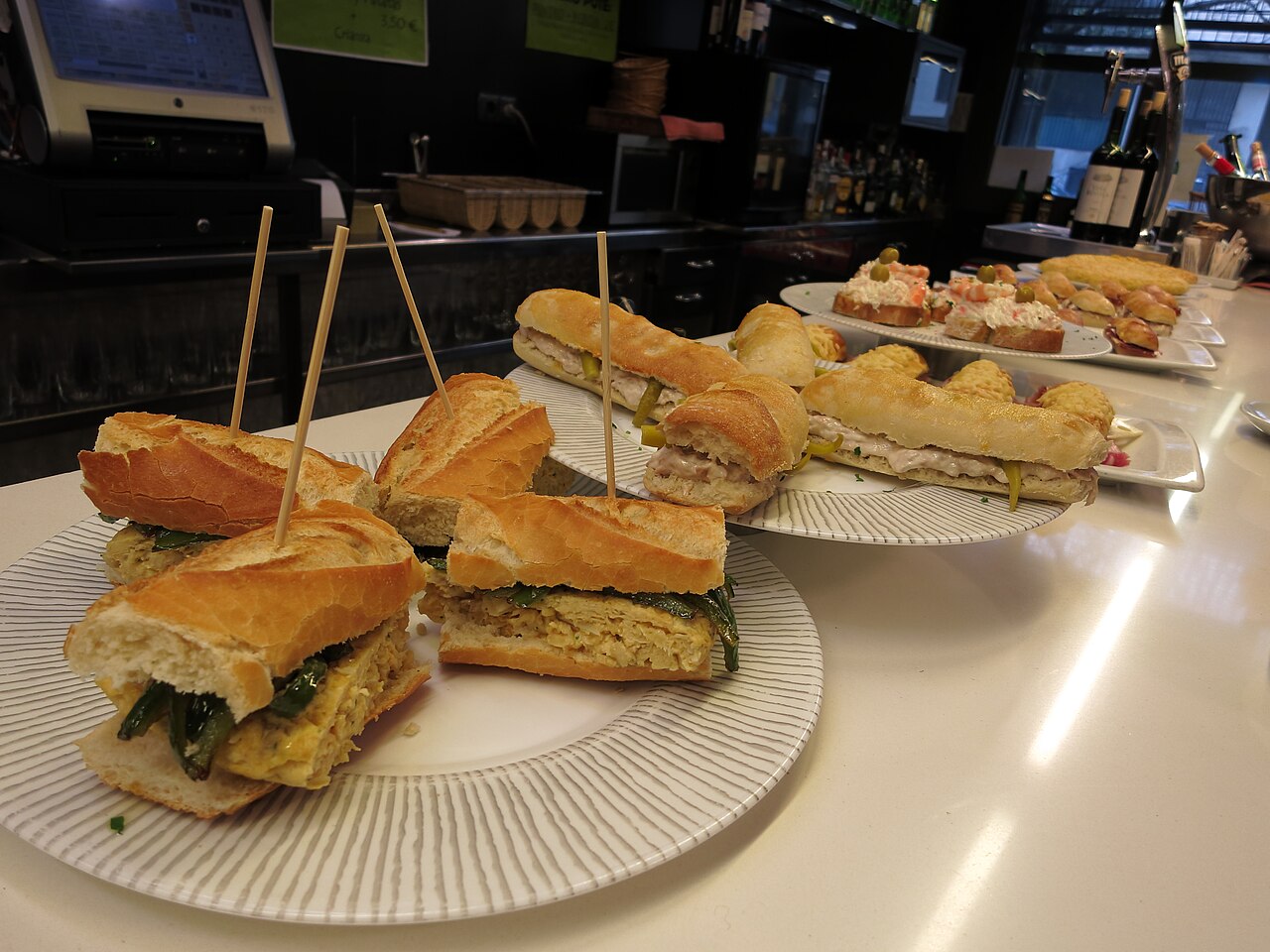 Pintxos served at a bar in San Sebastián